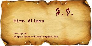 Hirn Vilmos névjegykártya